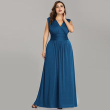 Load image into Gallery viewer, Plus Size Bridesmaid Dresses V Neck Sleeveless Chiffon Dress For Wedding Party Cheap Long Vestido Madrinha N2828