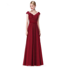 Load image into Gallery viewer, Plus Size Formal Evening Dress Long Elegant A Line V Neck Appliques Red Formal Wedding Party Gowns N2834