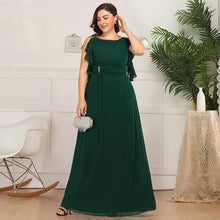 Load image into Gallery viewer, Women Plus Size Prom Dresses Wedding Guest A-Line  Burgundy/Dark Green Ruffles Beaded O-Neck Farsali Dresses Marraine N2802