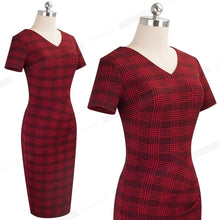 Load image into Gallery viewer, New Arrival 2019 Plaid Print Work Business Party Bodycon Sheath Office Dress B537 - VINLUVBRIDAL