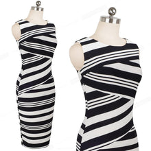 Load image into Gallery viewer, Vintage Stripes Printed Wear to Work SummerBodycon Office Dress NF510 - VINLUVBRIDAL