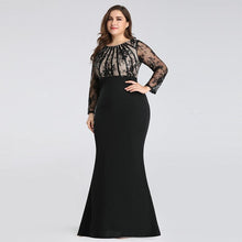Load image into Gallery viewer, Plus Size Evening  Mermaid Dresses Long Elegant Lace Full Sleeve O Neck Robe De Soiree Wedding Guest Gowns N2812