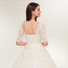 Load image into Gallery viewer, Ball Gown Wedding Dresses Bridal Ivory Long Sleeve V Neck Appliqued Floor Length Lace Up Bridal Gown Plus Size WN2630