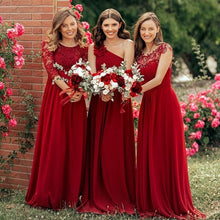 Load image into Gallery viewer, Plus Size Burgundy Chiffon Bridesmaid Dresses Long A Line Sleeveless Elegant Formal Wedding Guest Gowns N2807