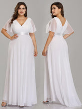 Load image into Gallery viewer, Plus Size A Line Wedding Dress Beach Simple Chiffon White Robe De Mariee Elegant V Neck Vestido De Noiva N2808