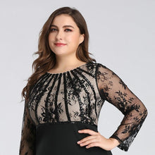 Load image into Gallery viewer, Plus Size Evening  Mermaid Dresses Long Elegant Lace Full Sleeve O Neck Robe De Soiree Wedding Guest Gowns N2812