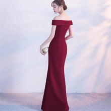 Load image into Gallery viewer, Off Shoulder Burgundy Evening Dress Wedding Party Prom Gown W558 - VINLUVBRIDAL