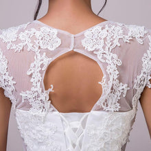 Load image into Gallery viewer, Mermaid Wedding Dresses Bridal Lace White O-Neck Appliques Ruffles Organza Lace Up Sexy Gown Small Train N2631