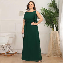 Load image into Gallery viewer, Women Plus Size Prom Dresses Wedding Guest A-Line  Burgundy/Dark Green Ruffles Beaded O-Neck Farsali Dresses Marraine N2802