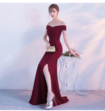 Load image into Gallery viewer, Off Shoulder Burgundy Evening Dress Wedding Party Prom Gown W558 - VINLUVBRIDAL