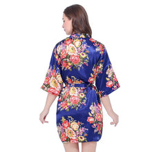 Load image into Gallery viewer, Silk Bridesmaid Bride Sexy Women Short Satin Wedding Kimono Robes Sleepwear Nightgown Dress Pajamas Bathrobe Floral N0300 - VINLUVBRIDAL