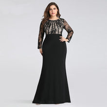 Load image into Gallery viewer, Plus Size Evening  Mermaid Dresses Long Elegant Lace Full Sleeve O Neck Robe De Soiree Wedding Guest Gowns N2812