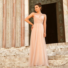 Load image into Gallery viewer, 2019 Evening A Line Dresses For Wedding Guest Long Blush Pink Chiffon Dresses With Ruched Bodice Robe N2805