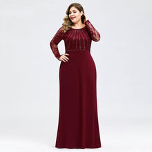 Load image into Gallery viewer, Plus Size Evening  Mermaid Dresses Long Elegant Lace Full Sleeve O Neck Robe De Soiree Wedding Guest Gowns N2812