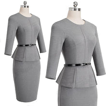 Load image into Gallery viewer, Vintage Elegant Wear to Work with Belt Peplum Bodycon Office Dress NF1473 - VINLUVBRIDAL