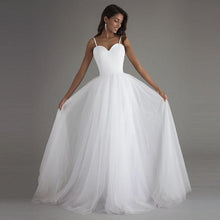 Load image into Gallery viewer, Women Spaghetti Strap Beach Wedding Dresses Bridal White Sashes Boho Bridal Gown A-line Bride Dress WN2609