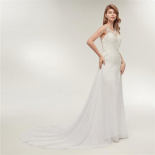 Load image into Gallery viewer, Sleeveless Chiffon Beach Wedding Dresses Bridal Long Train White/Ivory Lace Plus Size Bridal Gowns Dresses WF2620
