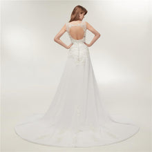 Load image into Gallery viewer, Sleeveless Chiffon Beach Wedding Dresses Bridal Long Train White/Ivory Lace Plus Size Bridal Gowns Dresses WF2620