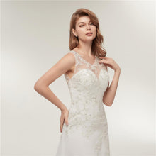 Load image into Gallery viewer, Sleeveless Chiffon Beach Wedding Dresses Bridal Long Train White/Ivory Lace Plus Size Bridal Gowns Dresses WF2620