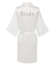 Load image into Gallery viewer, Bridesmaid Robe with White Black Letters Wedding Bathrobe Kimono Satin Robes Sleepwear Pajamas N0235 - VINLUVBRIDAL
