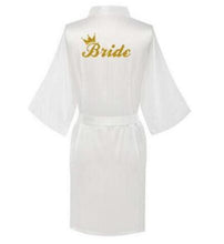 Load image into Gallery viewer, Bridesmaid Robe with White Black Letters Wedding Bathrobe Kimono Satin Robes Sleepwear Pajamas N0235 - VINLUVBRIDAL