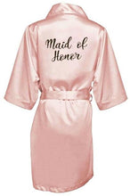 Load image into Gallery viewer, Bridesmaid Robe with White Black Letters Wedding Bathrobe Kimono Satin Robes Sleepwear Pajamas N0235 - VINLUVBRIDAL