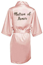 Load image into Gallery viewer, Bridesmaid Robe with White Black Letters Wedding Bathrobe Kimono Satin Robes Sleepwear Pajamas N0235 - VINLUVBRIDAL
