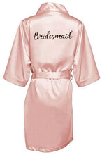 Load image into Gallery viewer, Bridesmaid Robe with White Black Letters Wedding Bathrobe Kimono Satin Robes Sleepwear Pajamas N0235 - VINLUVBRIDAL