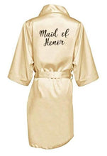 Load image into Gallery viewer, Bridesmaid Robe with White Black Letters Wedding Bathrobe Kimono Satin Robes Sleepwear Pajamas N0235 - VINLUVBRIDAL