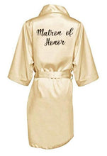 Load image into Gallery viewer, Bridesmaid Robe with White Black Letters Wedding Bathrobe Kimono Satin Robes Sleepwear Pajamas N0235 - VINLUVBRIDAL