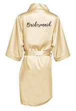 Load image into Gallery viewer, Bridesmaid Robe with White Black Letters Wedding Bathrobe Kimono Satin Robes Sleepwear Pajamas N0235 - VINLUVBRIDAL