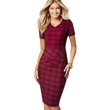 Load image into Gallery viewer, New Arrival 2019 Plaid Print Work Business Party Bodycon Sheath Office Dress B537 - VINLUVBRIDAL