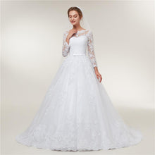Load image into Gallery viewer, Long Sleeve A Line Wedding Dresses Bridal Light Ball Gown White Lace Custom Made Plus Size Bridal WF2619
