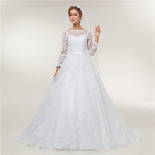 Load image into Gallery viewer, Long Sleeve A Line Wedding Dresses Bridal Light Ball Gown White Lace Custom Made Plus Size Bridal WF2619