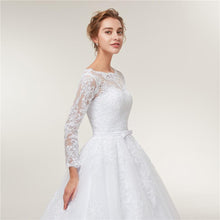 Load image into Gallery viewer, Long Sleeve A Line Wedding Dresses Bridal Light Ball Gown White Lace Custom Made Plus Size Bridal WF2619
