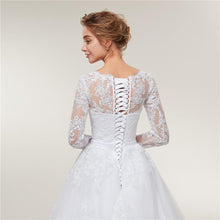Load image into Gallery viewer, Long Sleeve A Line Wedding Dresses Bridal Light Ball Gown White Lace Custom Made Plus Size Bridal WF2619