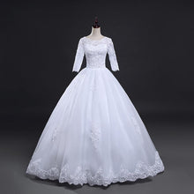 Load image into Gallery viewer, Princess Ball Gown Wedding Dresses Bridal 1/2 Sleeves Lace Luxury Customized Plus Size WF2612