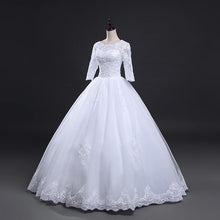 Load image into Gallery viewer, Princess Ball Gown Wedding Dresses Bridal 1/2 Sleeves Lace Luxury Customized Plus Size WF2612