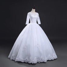 Load image into Gallery viewer, Princess Ball Gown Wedding Dresses Bridal 1/2 Sleeves Lace Luxury Customized Plus Size WF2612
