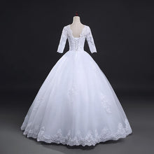 Load image into Gallery viewer, Princess Ball Gown Wedding Dresses Bridal 1/2 Sleeves Lace Luxury Customized Plus Size WF2612