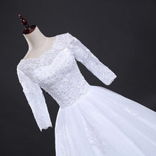 Load image into Gallery viewer, Princess Ball Gown Wedding Dresses Bridal 1/2 Sleeves Lace Luxury Customized Plus Size WF2612