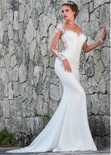 Load image into Gallery viewer, Women Mermaid Sleeveless Wedding Dresses Bridal White Turkey Appliques Lace Custom Made Long Sleeve Gown Vestidos De Noiva WN2624