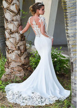 Load image into Gallery viewer, Women Mermaid Sleeveless Wedding Dresses Bridal White Turkey Appliques Lace Custom Made Long Sleeve Gown Vestidos De Noiva WN2624