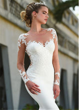 Load image into Gallery viewer, Women Mermaid Sleeveless Wedding Dresses Bridal White Turkey Appliques Lace Custom Made Long Sleeve Gown Vestidos De Noiva WN2624