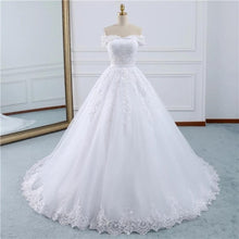 Load image into Gallery viewer, Robe Princess Wedding Dresses Bridal Long Train White Tulle Lace Gowns Plus Size Customized WF2628
