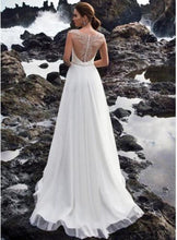 Load image into Gallery viewer, Women Gowns Sleeveless Wedding Dresses Bridal Illusion Simple Beach White Chiffon Strapless Dress WN2602