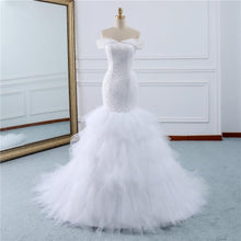 Load image into Gallery viewer, Mermaid Wedding Dresses Bridal Vintage White Lace Gowns Long Train Custom Made Bridal Wedding Turkey WF2624