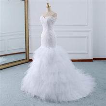 Load image into Gallery viewer, Mermaid Wedding Dresses Bridal Vintage White Lace Gowns Long Train Custom Made Bridal Wedding Turkey WF2624