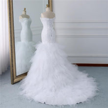 Load image into Gallery viewer, Mermaid Wedding Dresses Bridal Vintage White Lace Gowns Long Train Custom Made Bridal Wedding Turkey WF2624