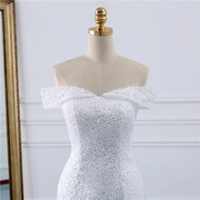 Load image into Gallery viewer, Mermaid Wedding Dresses Bridal Vintage White Lace Gowns Long Train Custom Made Bridal Wedding Turkey WF2624
